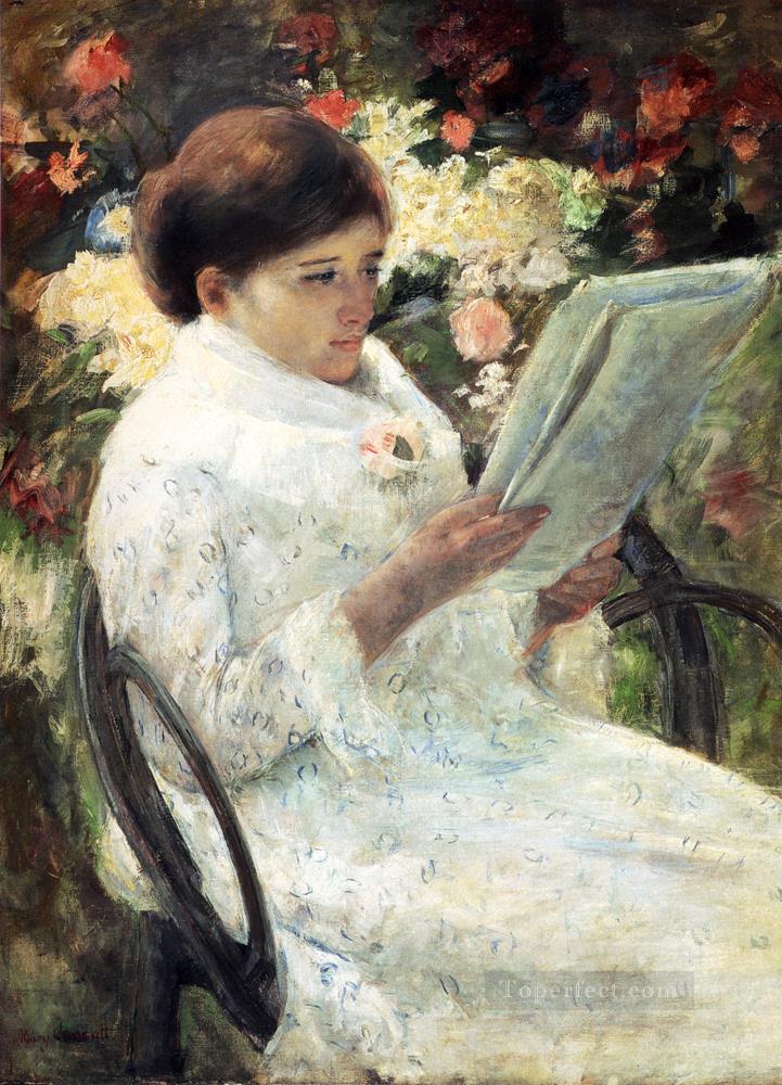 Woman Reading In A Garden mothers children Mary Cassatt Oil Paintings